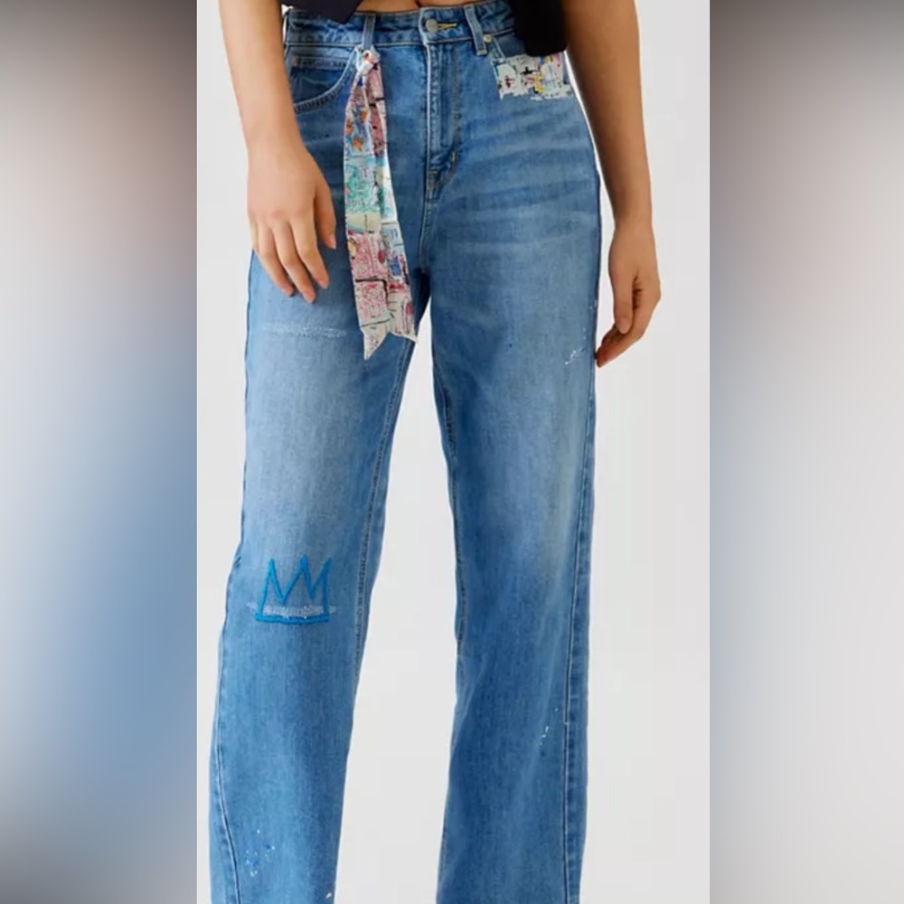 Lee X Jean-Michel Basquiat Printed Pocket Wide Leg Jean